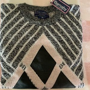 New men’s sweater with genuine leather detailing